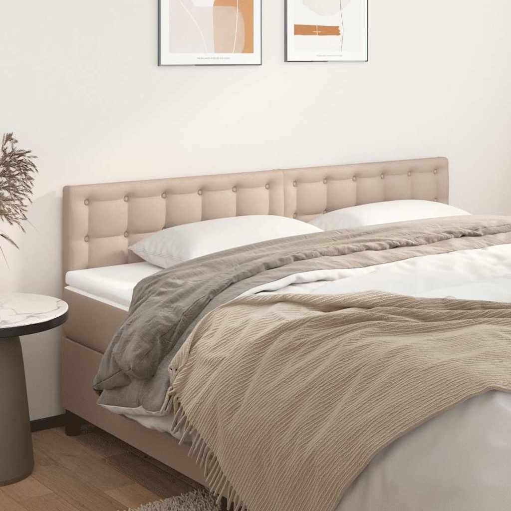 Tête de lit marron cappuccino 160 x 5 x 78/88 cm en cuir synthétique rembourrée avec rivets pieds en bois réglable en hauteur pour chambre à coucher, lit double, soutien dorsal et lecture