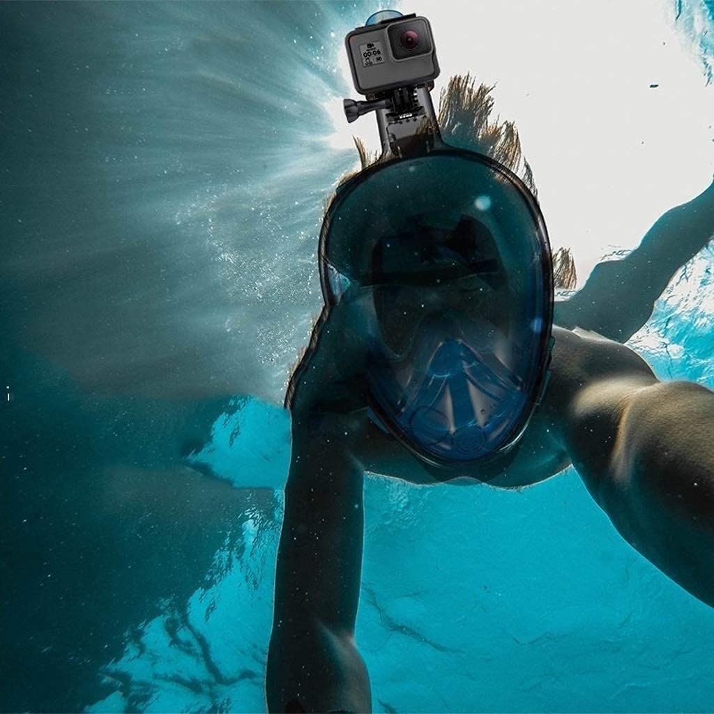 Maschera da Snorkeling Integrale， Maschera Subacquea antiappannamento antiperdita panoramica 180， Maschera da Snorkeling con Supporto per Fotocamera Staccabile，，
