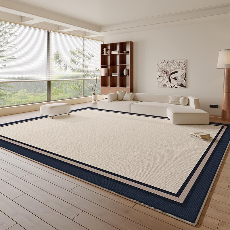 Tapis de salon 100x160cm beige doux géométrique et lavable en machine