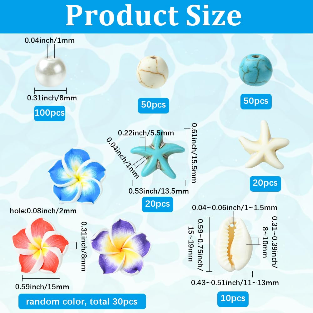 SUNNYCLUE 1 Box 280pcs Summer Beads Kit Plumeria Flower Beads Polymer Clay Frangipani Hawaii Floral With Round Stone Loose Spacers Bulk for Jewellery Making Beading Kit Adults Gifts DIY Accessories - Image 2