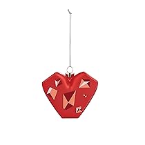 Alessi Amore al Cubo GJ02 18 Decorazione Natalizia Raffigurante Un Cuore Rosso, in Vetro Soffiato a Bocca all’Interno di Uno Stampo e Decorata a Mano