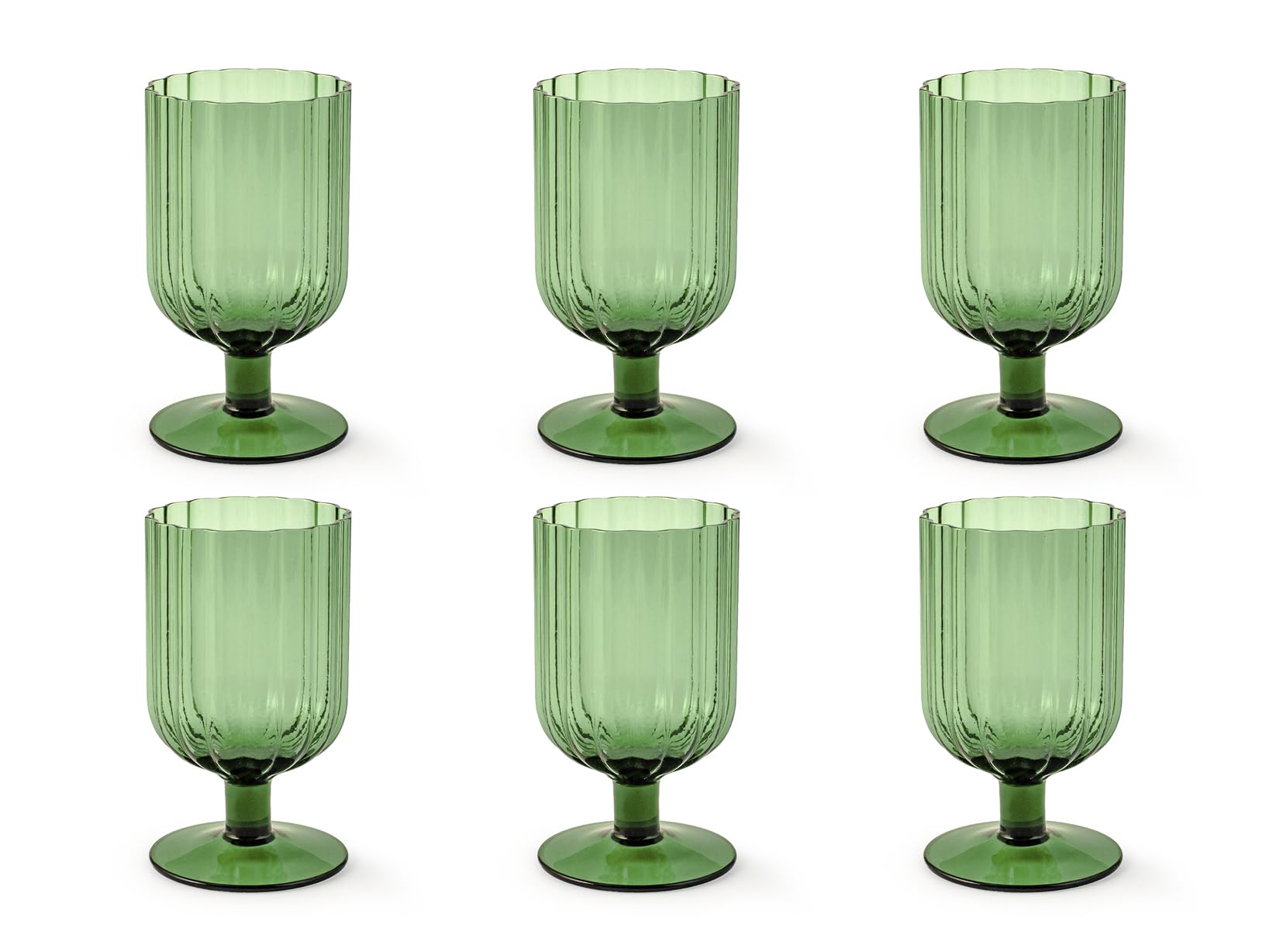 H&H Set of 6 Green Margaret Glasses CL33