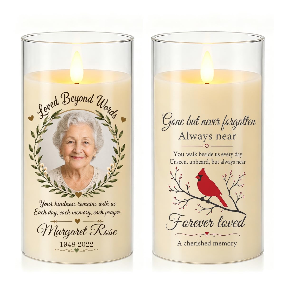 Custom Photo Memorial LED Candle,Personalized Name Year Remembrance Gift
