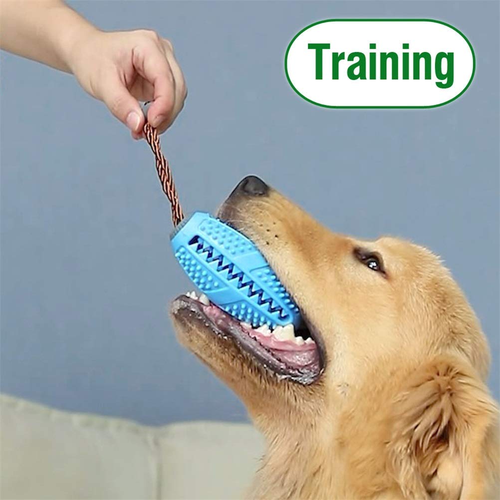 MU Cane Interattivo Giocattolo Giocattolo Gomma Palla Cucciolo Masticare Giocattolo Cibo Dispenser Palla Resistente Ai Morsi Pulito Denti Pulito Pet Giocando a Palle Pet Cane Giocattoli,Blu,Medio