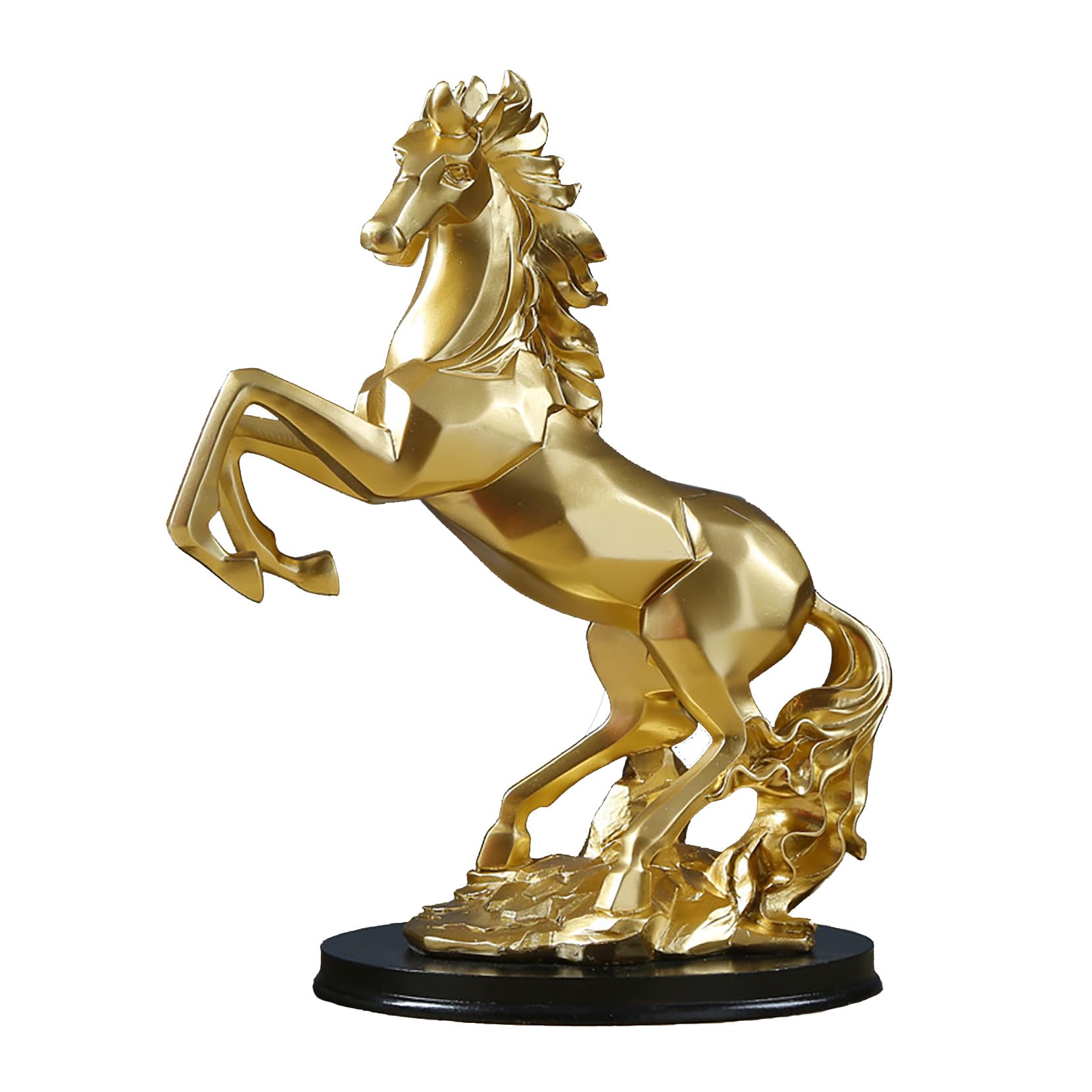 YLME Standing Horse Resin Statue, Horse Statue Ornaments for Home, Horse Art Figurine Decorative Sculpture,for Desktop Decor, Office, Living Room,Gold