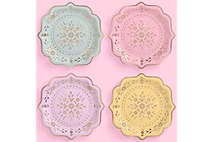xo, Fetti Pastel China Plates - 24 pack, 9"+ Birthday Party Decorations