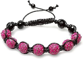hombre mujer de la pulsera del estilo del salto de la cadera hombre pavimente siete cristal de color rosa bola de discoteca facetada ajustable