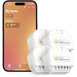 Sonoff Mini Sin Neutro Meross Interruptor Inteligente WiFi, Mini Interruptor de Pared, Conmutador Luz Inalámbrico Temporizador Control Compatible con HomeKit, Alexa y Google Home, 4 Piezas