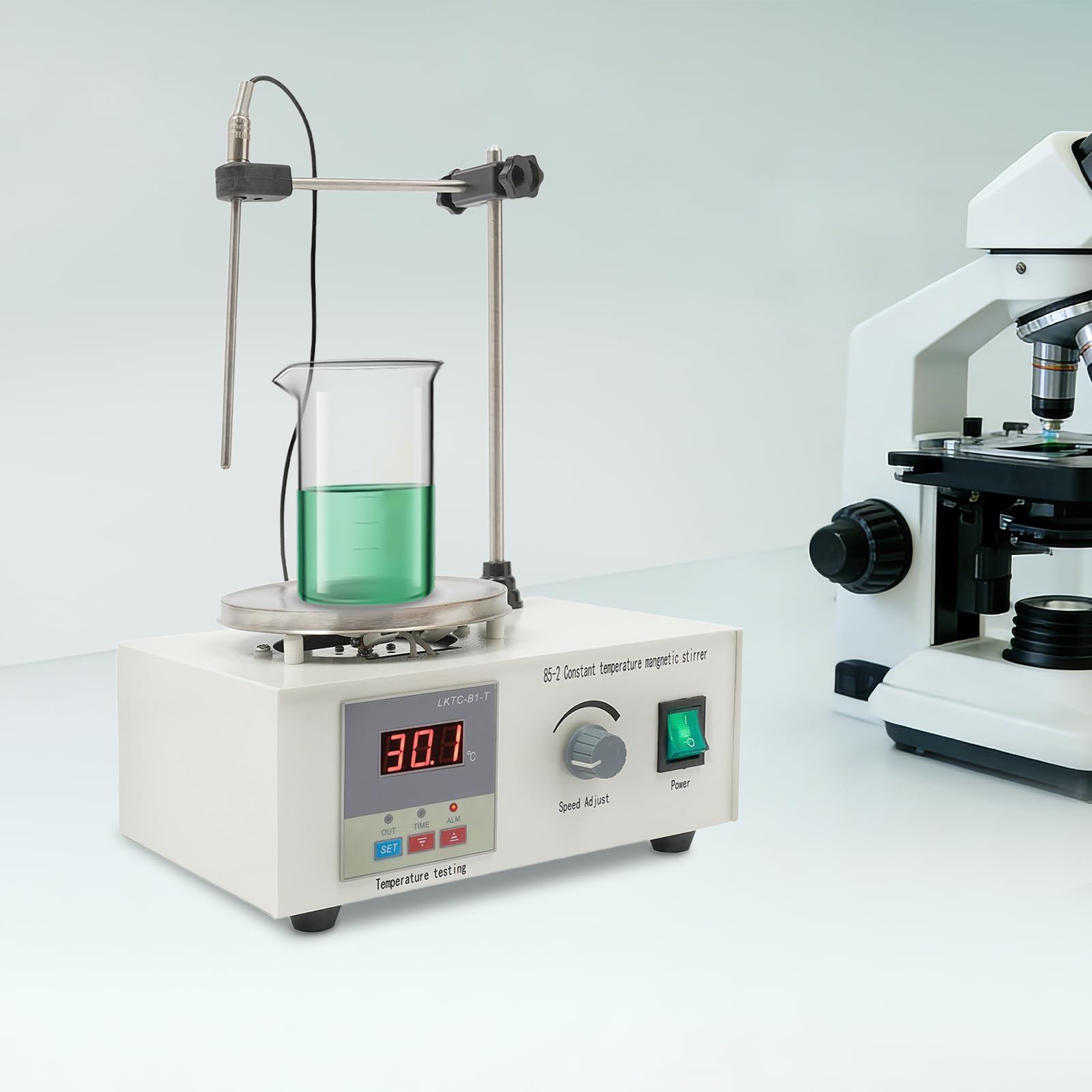 Mieszadło magnetyczne z płytą grzejną 250 W, cyfrowe mieszadło magnetyczne ze wskaźnikiem temperatury i regulacją prędkości obrotowej (0-2000 obr./min), mieszadło laboratoryjne do 2000 ml, do