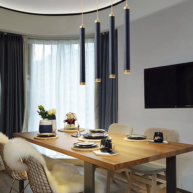 KUYT Kroonluchter Modern Led Licht Licht Alumilange Buis Kroonluchter 3W Zwarte Een Enkele Kop Hangende Lamp Slaapkamer Plafond Downlights Lange Buis Hangend Licht/4 * 20 Cm/Warm Licht/4*60 Cm/Neutraa photo 3