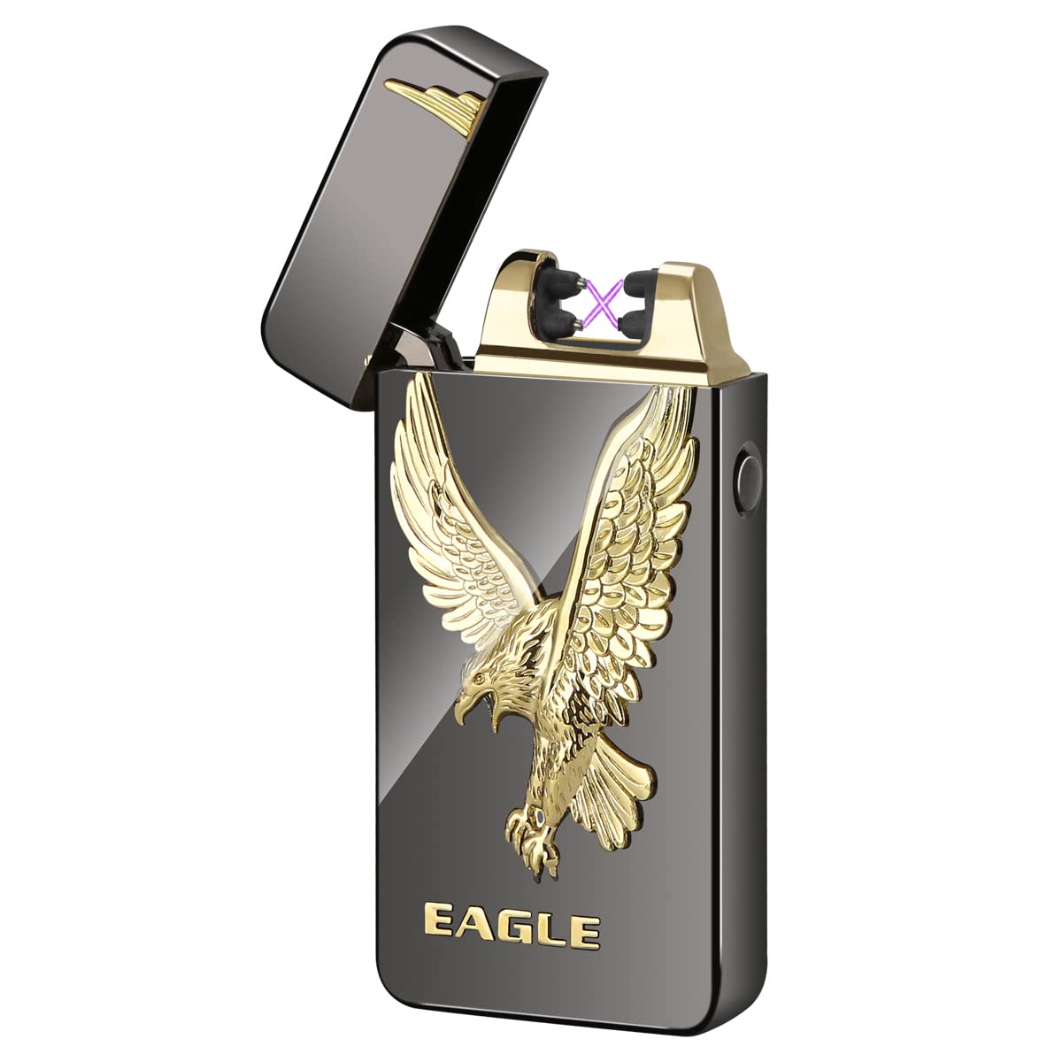 USB Rechargeable Flameless Lighters Windproof Electronic Zinc Plasma Dual Pulse Arc Lighter Eagle Lighters for Candle Camping BBQs Business Gift