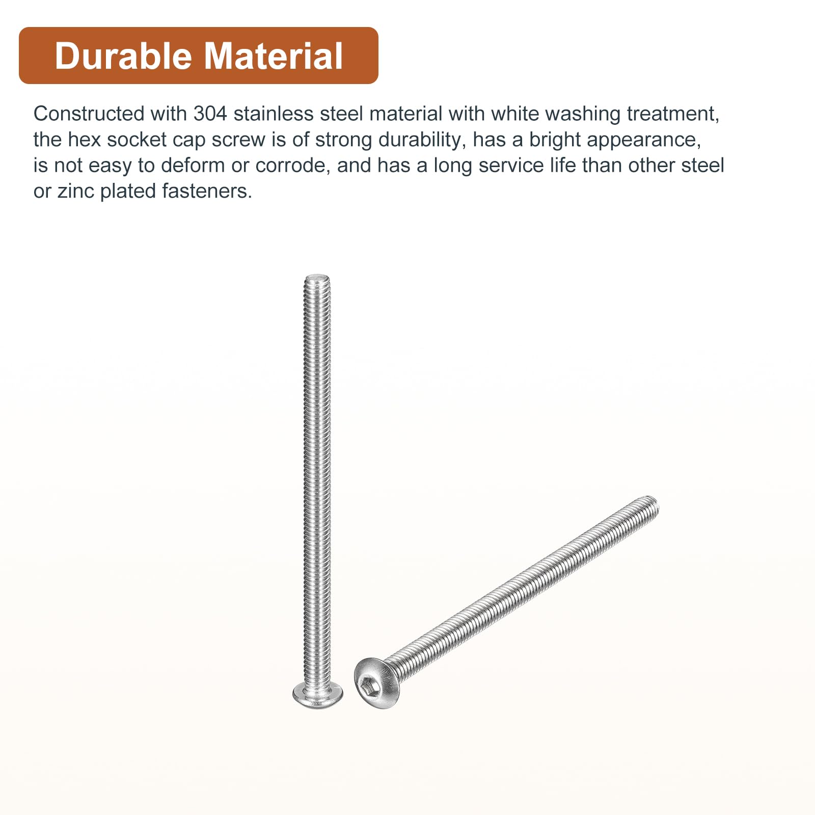 DTGN M4-0.7x65mm Button Head Socket Cap Screws - 20Pack - Good for Machine - 304 Stainless Steel 18/8 - Hex Drive Full Thread Fasteners - Image 3