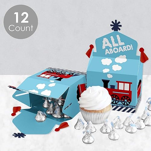 Miniatura 3 de Big Dot of Happiness Cruce de fiesta de ferrocarril  Caja de regalos de fiesta  Tren de vapor fiesta de cumpleaños o baby shower Goodie Gable Box