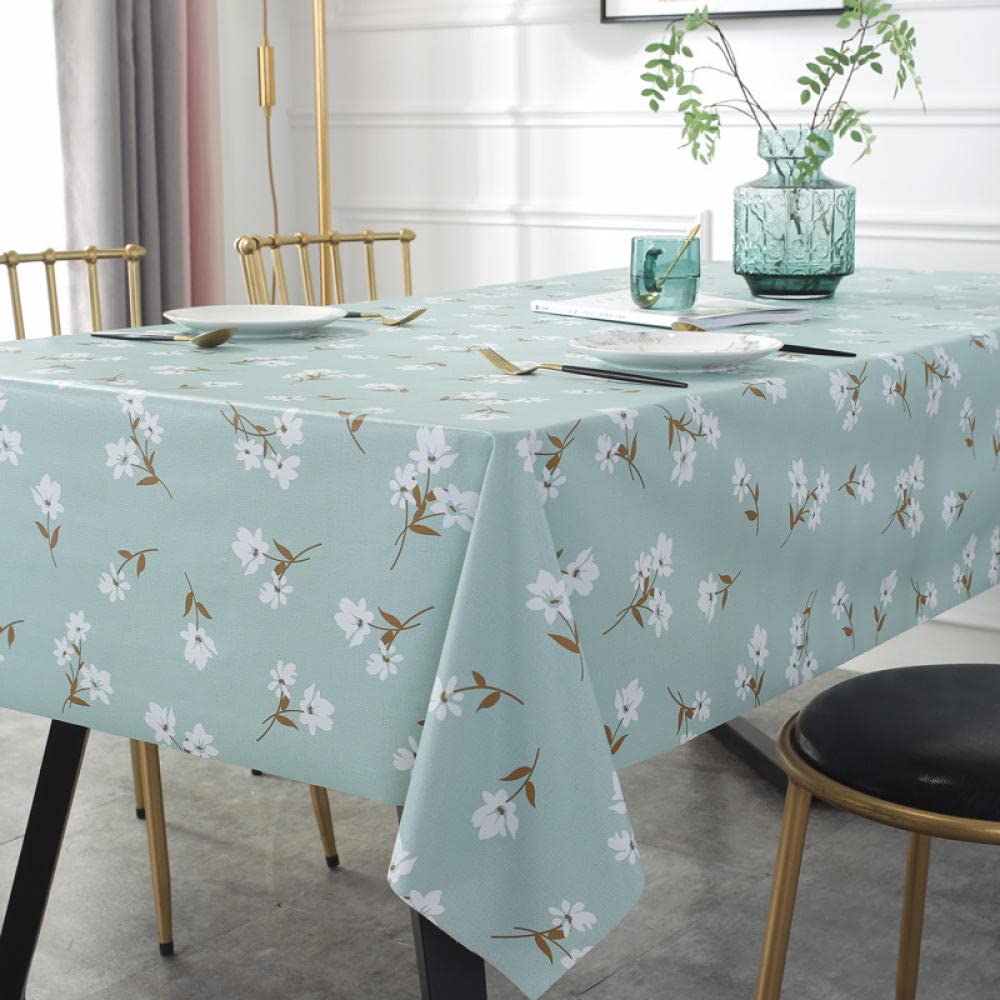 Tovaglia rettangolare impermeabile, antimacchia, anti scottature, per tavolo da pranzo e picnic, colore azzurro, 119,4 x 119,4 cm