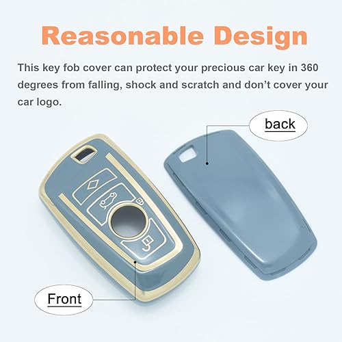 Miniatura 9 de Funda para llavero BMW con llavero, funda de cuero genuino para BMW serie 1, 3, 4, 5, 7, X3, X4, M5, M6, GT3, GT5, accesorios, azul