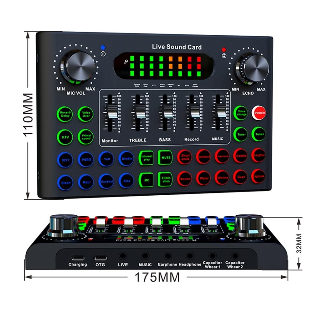 F007C Mezclador de tarjeta de sonido for canto, compacto, profesional y práctico