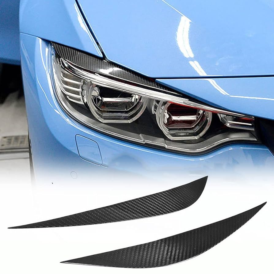 KMLONG Front Headlight Eyelids Eyebrows Headlamp Eye Lid Fit For BMW F32 F33 F36 4 Series 2014 2015 2016 217 2018 2019 2020 Cover Trim Sticker Styling Mouldings Automotive Headlight Brow(Carbon Fiber