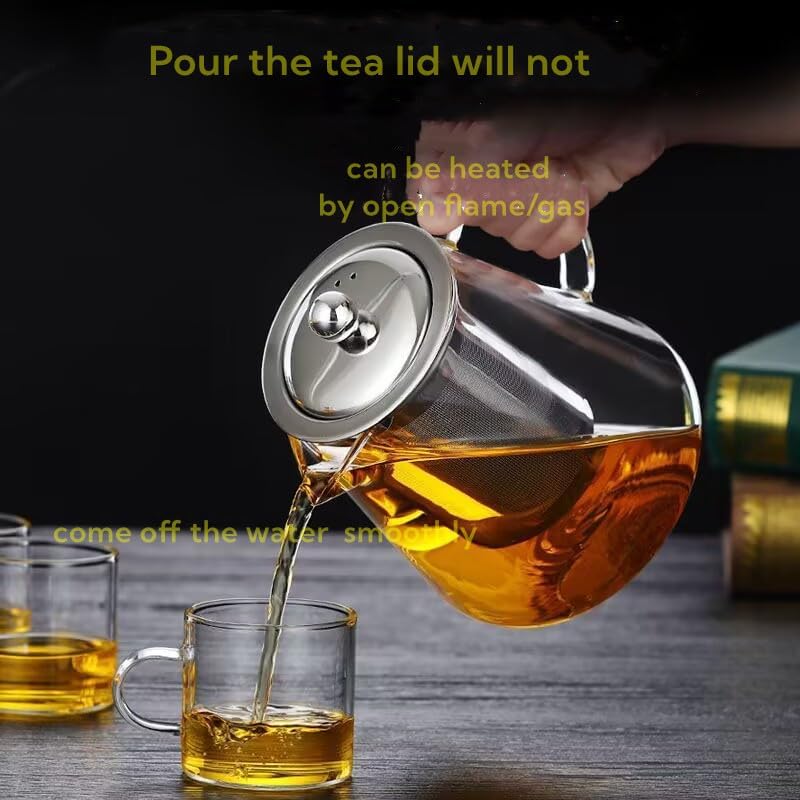 Glass Teapot with Removable Infuser, Stovetop Safe Tea Kettle, Blooming and Loose Leaf Tea Maker Set-U (1300ml)