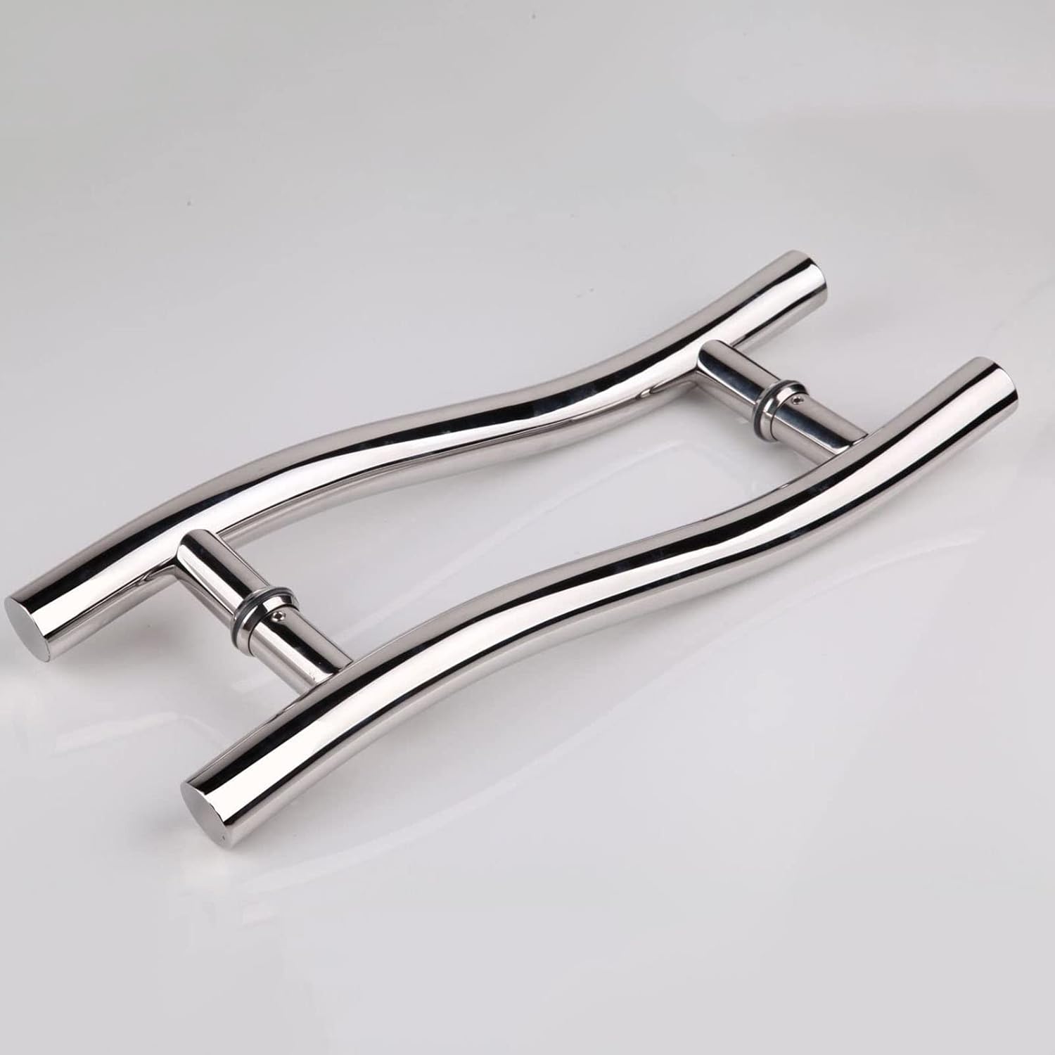 Heavy-Duty Commercial Grade-304 Stainless Steel Push Pull Door Handle/Barn Door Pull Handle/Glass Pulls/Bathroom Door Handle, Full Mirror Polished Chrome Finish (Size : 45 * 30cm)