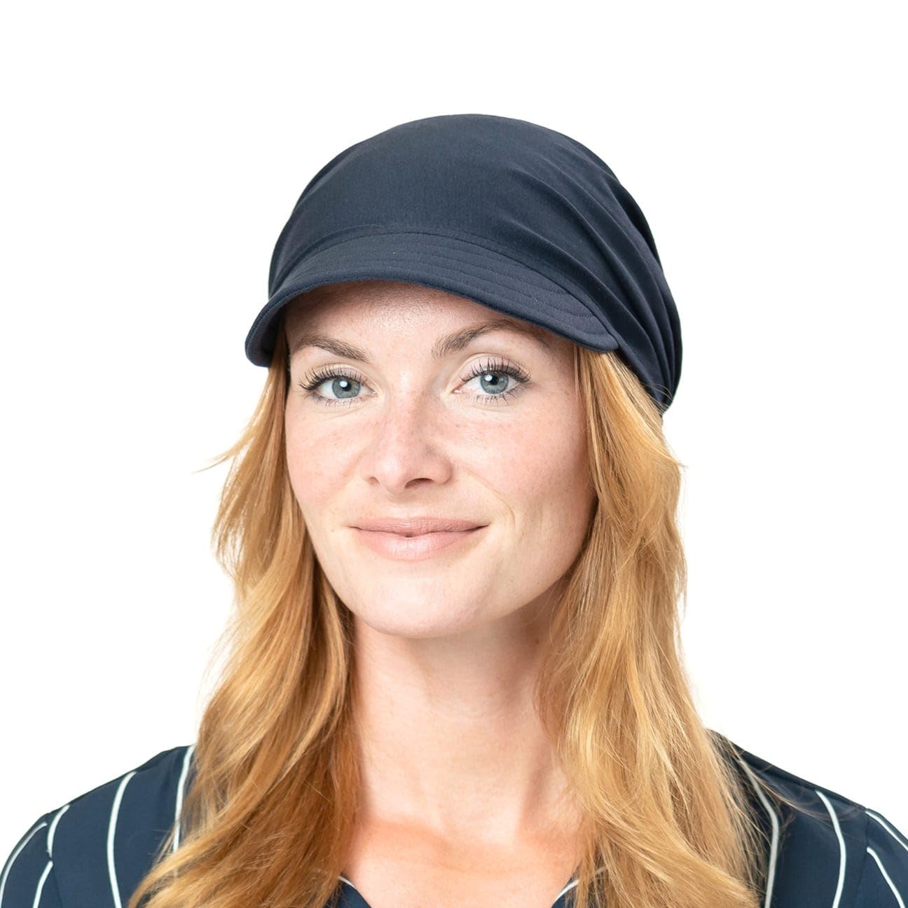 Lipodo Damen Sonnencap Bandana mit Schleifenbindung Handmade in Italy Kopftuch mit Schirm Visor Baumwolle Mütze