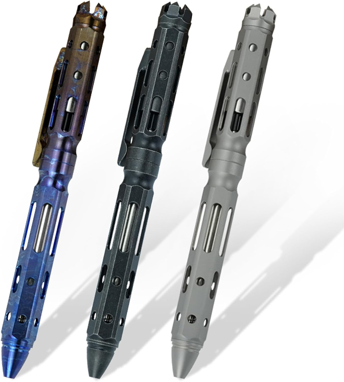 Hamans Titanium Bolt Action Pen Retractable 5.43“ with Pocket Clip Ballpoint Pen Come with 2 Refills Heavy Duty Compatible with Parker Refill