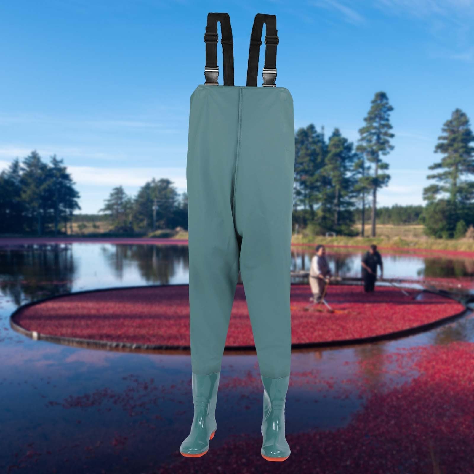 Wathose für Herren und Damen, Jagd-Brusthose mit Stiefeln, wasserdicht, atmungsaktiv, Wathose, leicht, Jagd-Wathose zum Waten, Fliegenfischen, Jagd, Schlammarbeit, Grün 1, 42.5 EU