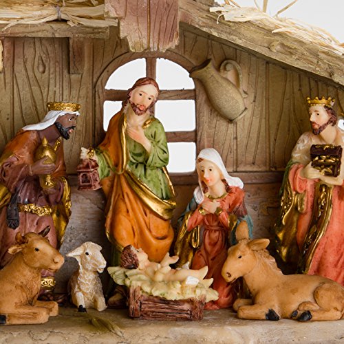 BRUBAKER Christmas Real Life Nativity Scene Set - Holiday Decoration - Stable with 11 Resin Figurines (not re-arrangeable) - Designed in Germany - Revised Package - Thumbnail 3