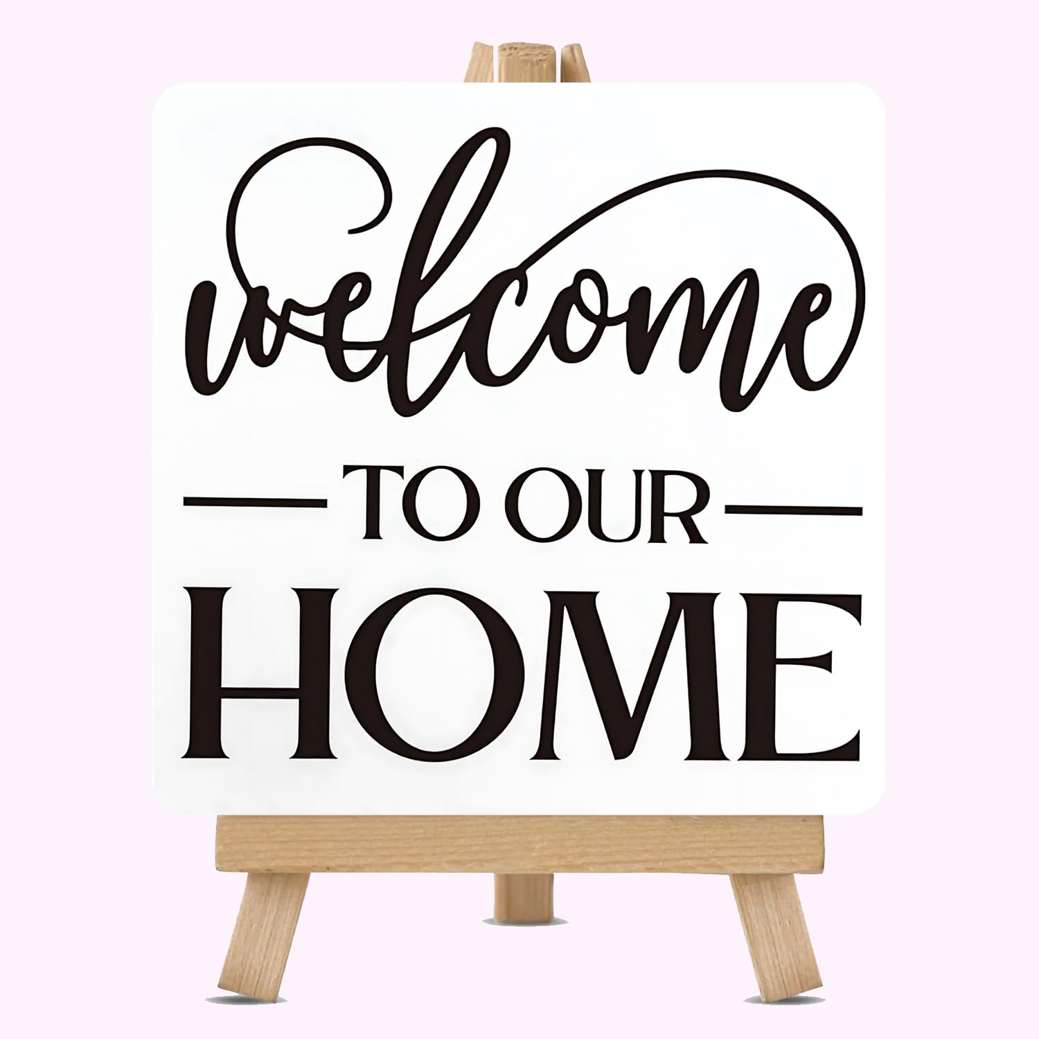 SLGIFT Welcome to Our Home Wooden Table Decor Sign with Stand, Contemporary Style, 5x5 Inch, Multicolor, Square Shape, Tabletop-picture-23