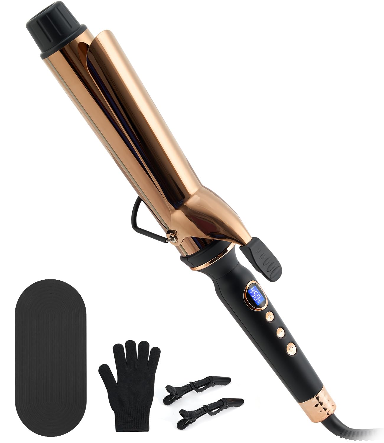 Titanium 2 Inch Curling Iron Extra-Long Barrel for Long Hair Curling Iron 2 Inch with Dual PTC Heater