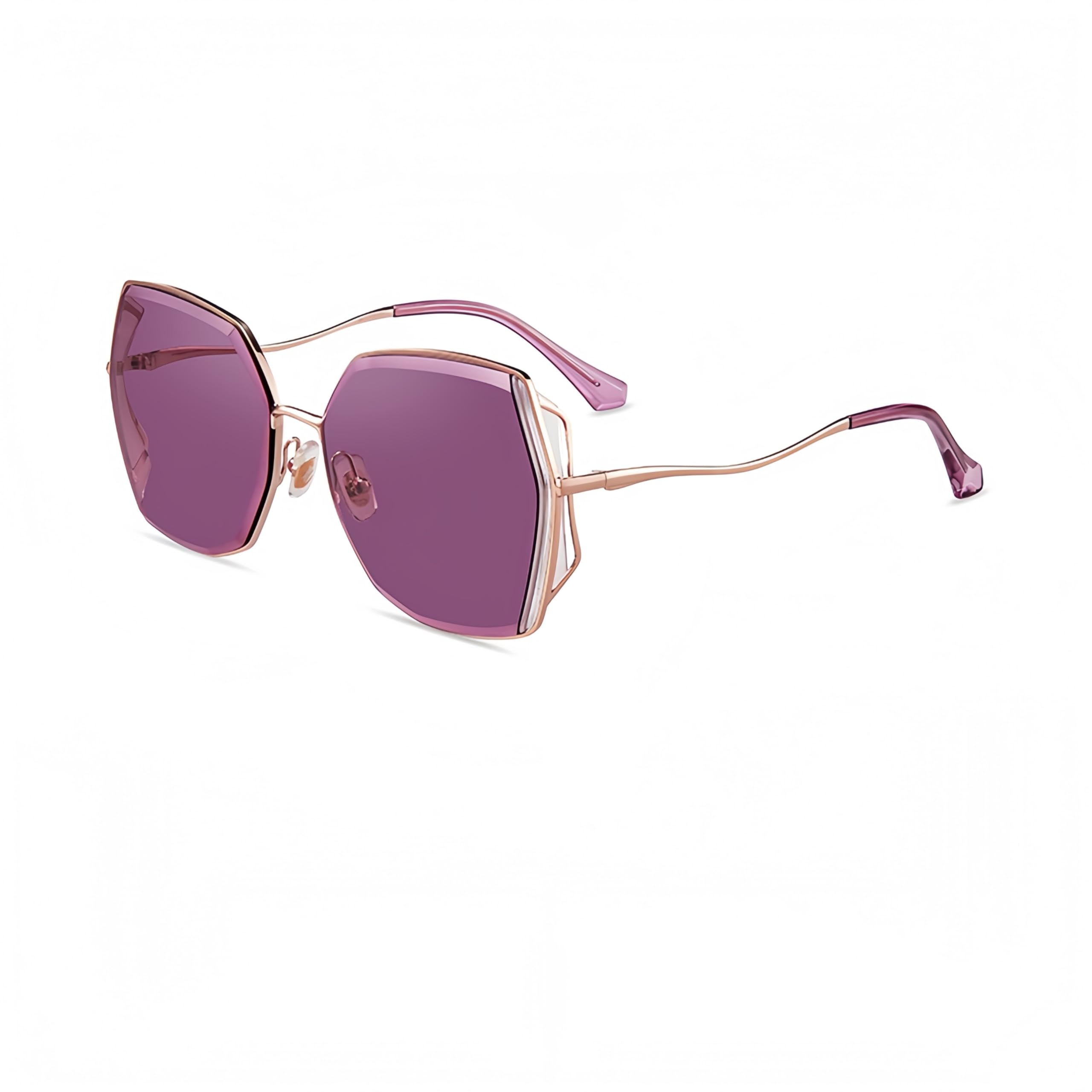 HEPTICS Oversized Butterfly Sunglasses, Purple Gradient Lens, Gold Metal Frame, UV400 Protection,Trendy Sunglasses for Women