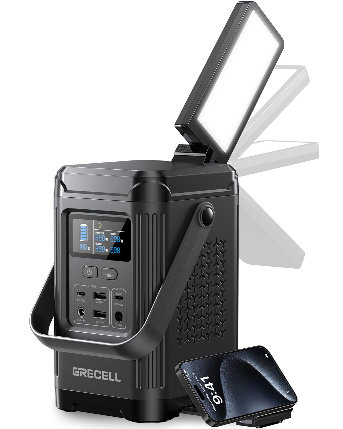 240W Portable Power Station 153 6WH Solar Generator GRECELL LiFePO4 Battery Dual Way 100W PD Portable Power Bank