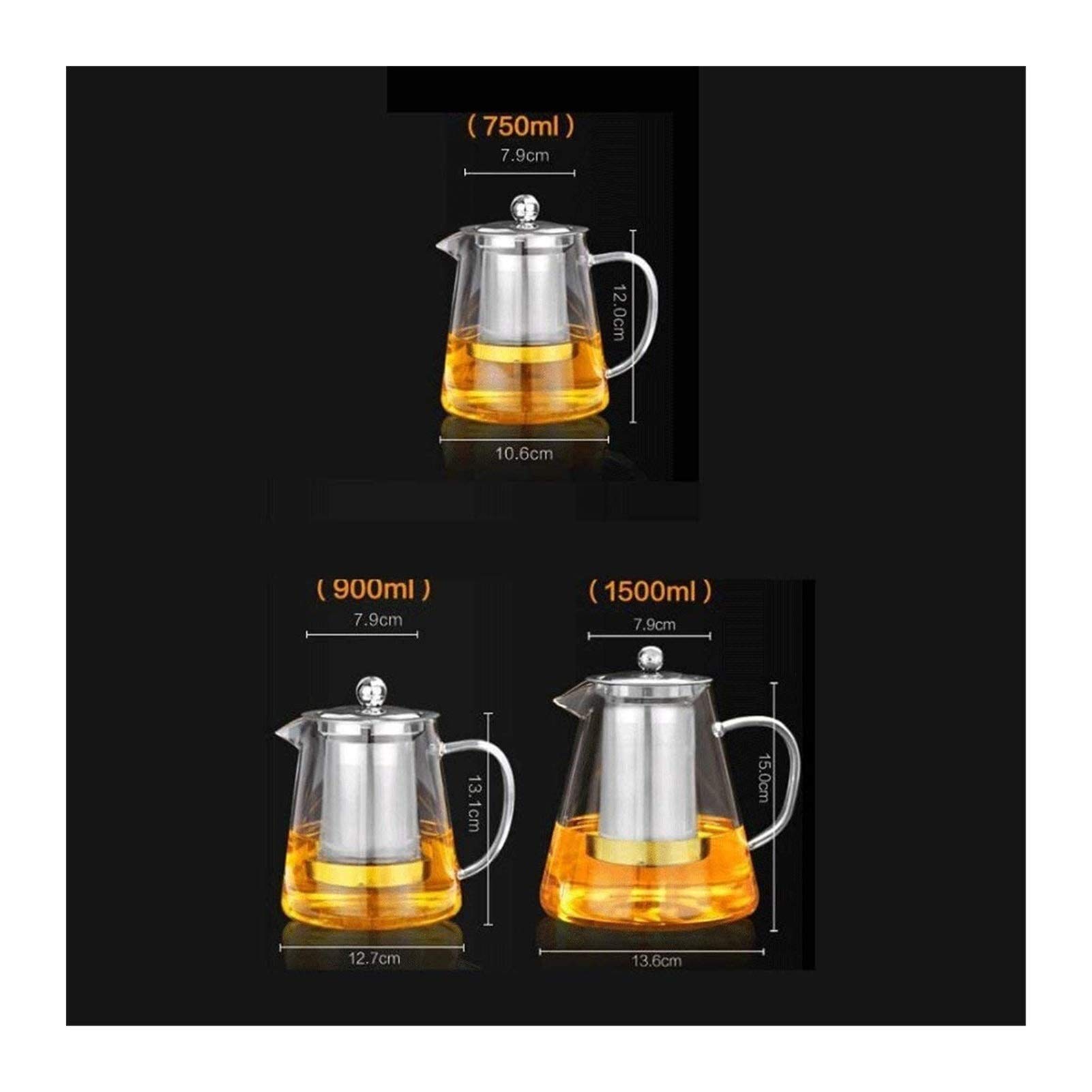 Czajnik Szklany czajniczek Czajnik Przeciwwybuchowe Szkło żaroodporne Gotowana herbata Czarna herbata Herbata filtrowana ze stali nierdzewnej (Kolor: 750ml) (750ml b) (750ml b)
