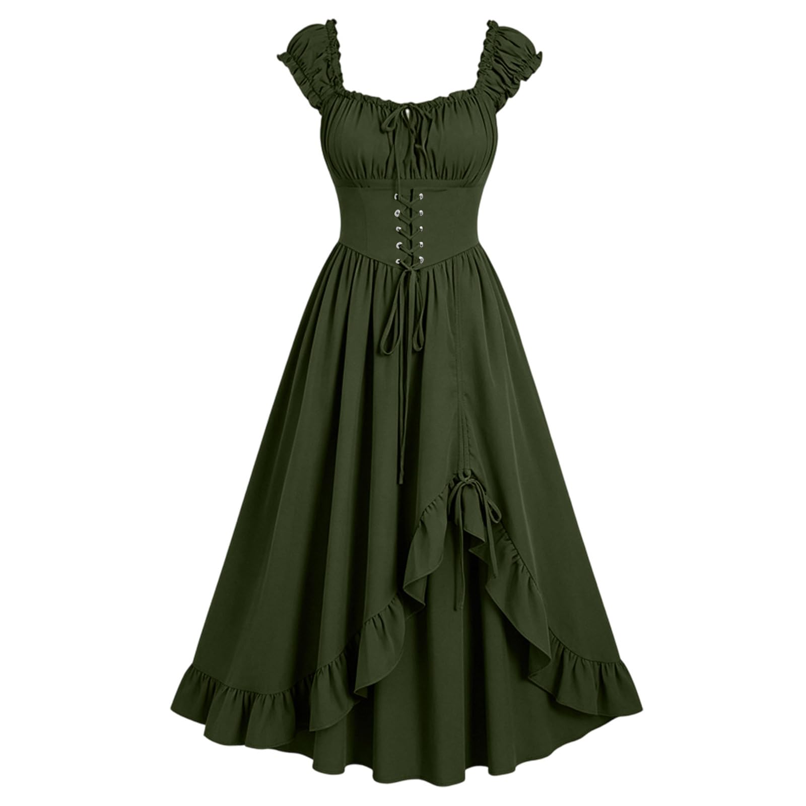 Meeyuioe Renaissance Dress Women Vintage Medieval Victorian Gothic Dresses Sleeveless Square Neck Casual Party Fancy Evening Festive Halloween Costume Halloween Costumes Adult Women Green S