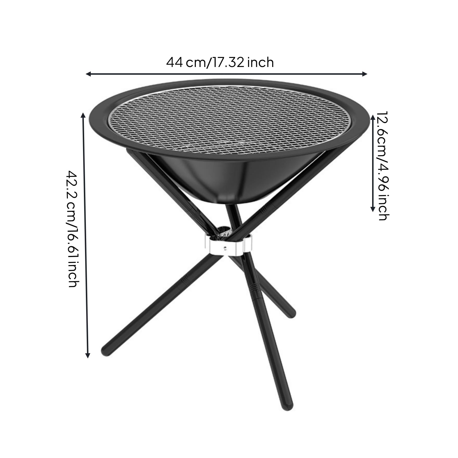 Baoblaze Grill Portatile Pieghevole Barbecue Braciere Graticola Rotonda Bacino Fuoco con Struttura Pieghevole in Acciaio per Riscaldare E Grigliare Adatto per Campeggio Cortile Spiaggia Viaggio