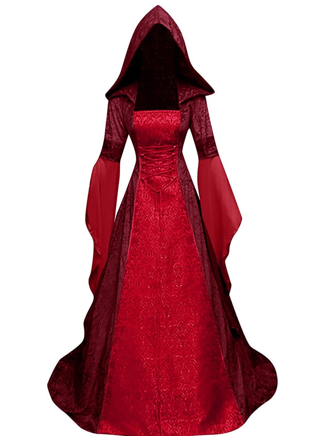 Middeleeuwse kleding voor dames in grote maten, renaissance jurk met trompetmouwen, dames gothic kleding, Halloween kostuum, victoriaanse jurken