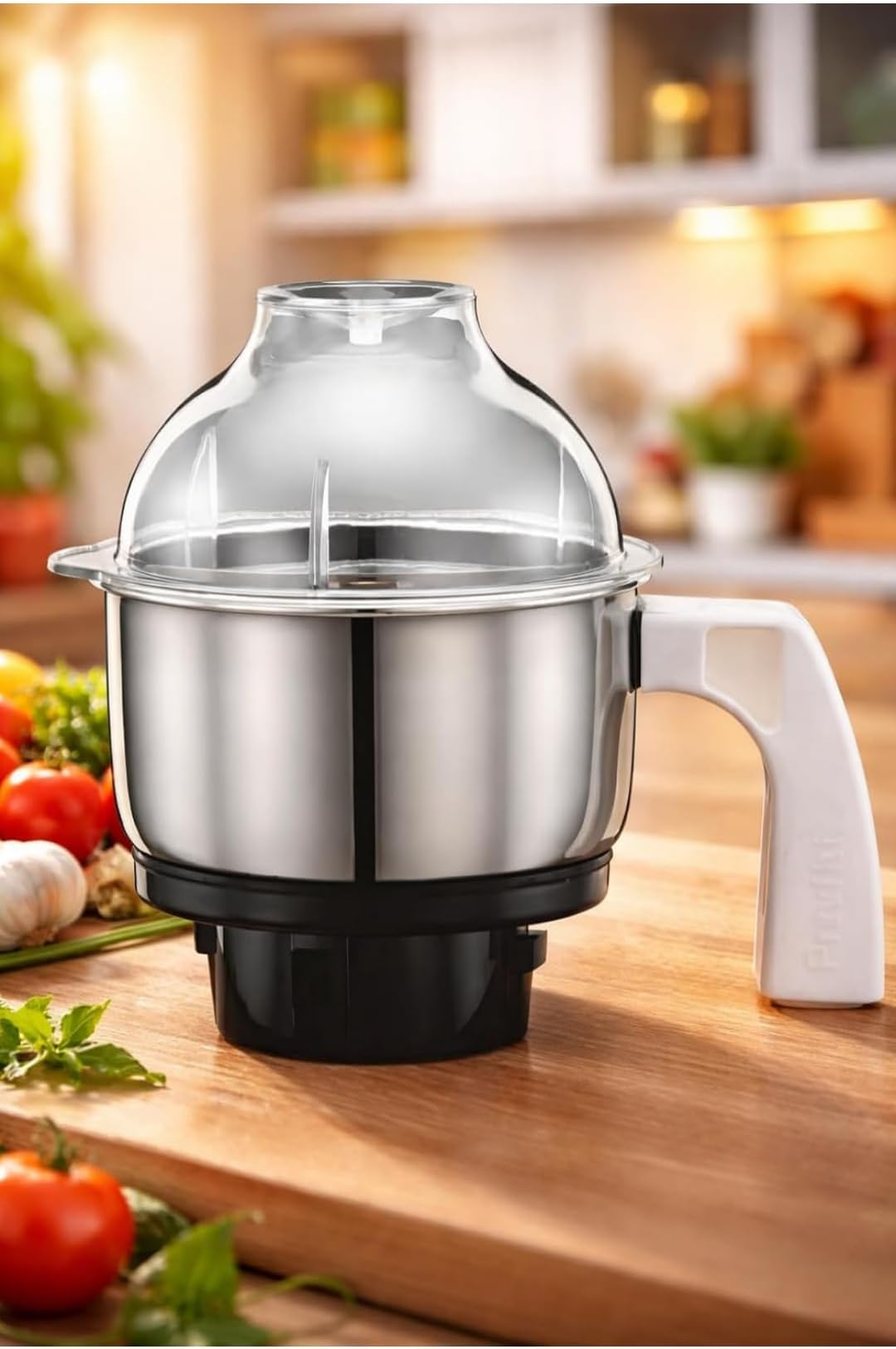 Mixer grinder jar suitable for PREETHI Jar suitable for "TITANIUM, STEELSUPREME, MEGA MAGIC, PLATINUM some models only, SILVER, ECO PLUS, BLUE-LEAF, TRIO, ECO CHEF NEO" Mixer Grinders (Steel) (500 ml)