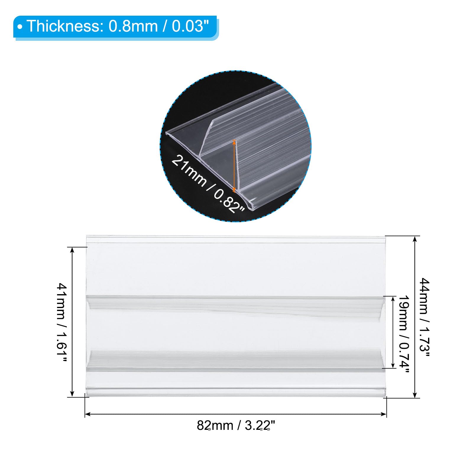 PATIKIL 3.2"L x 1.7"W Glass Shelf Label Holder - Image 2
