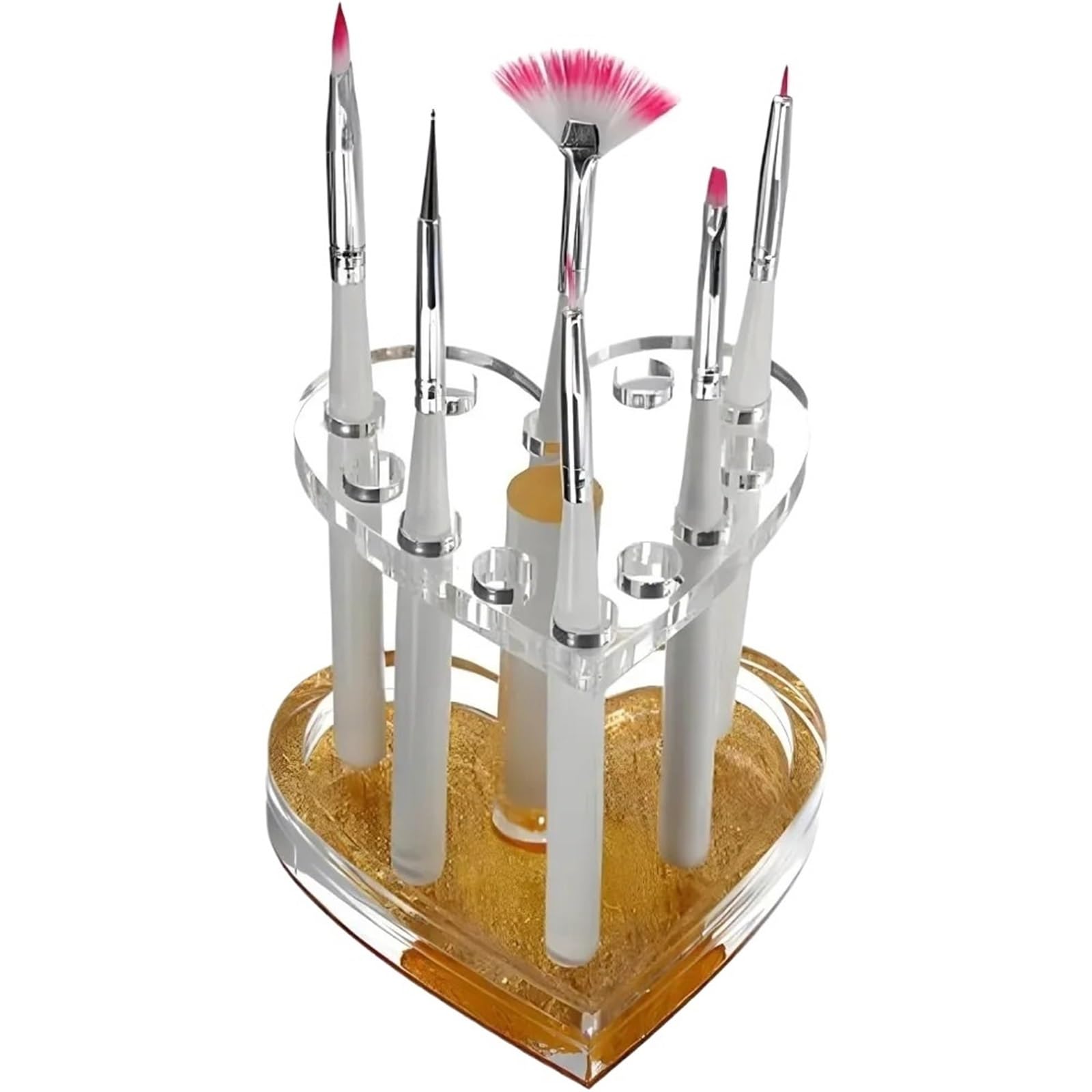 WEOKDFHA Clear Pencil Holder Heart-Shaped Organizer - 12-Hole Makeup Brush & Pen Holder for Vanity or Desk