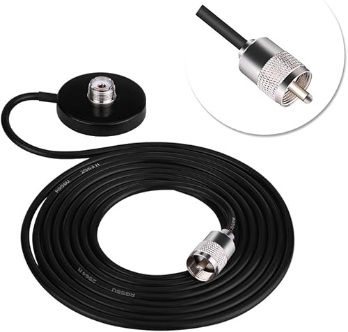 Miniatura 5 de Antena de radio móvil de doble banda VHFUHF vehículo con base de montaje magnético y cable de 9.8 pies