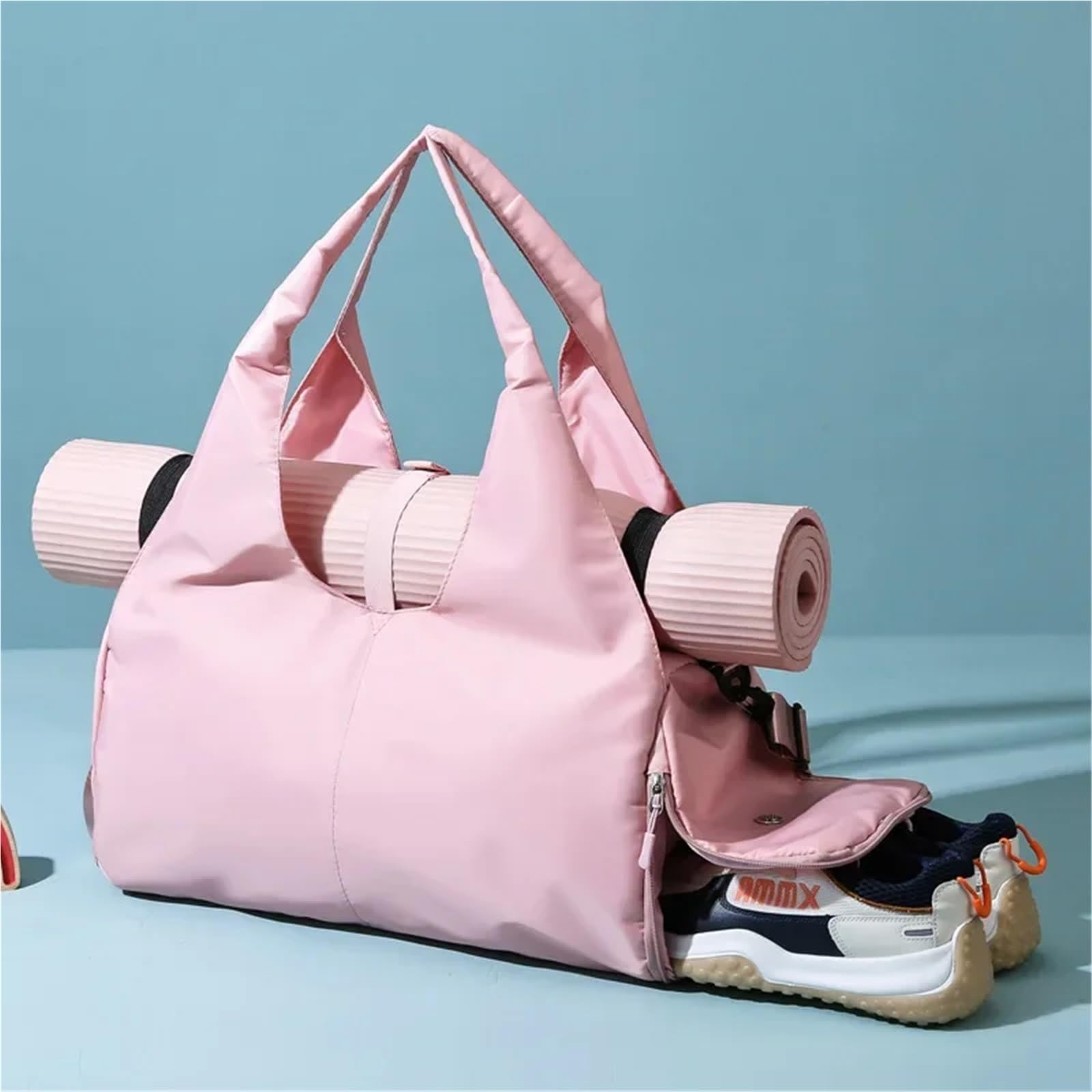 Sporttasche Koffer- und Reisetaschen, Fitnesstasche aus Oxford-Stoff, minimalistische Sporttasche, Handgepäck-Einkaufstasche(Pink)