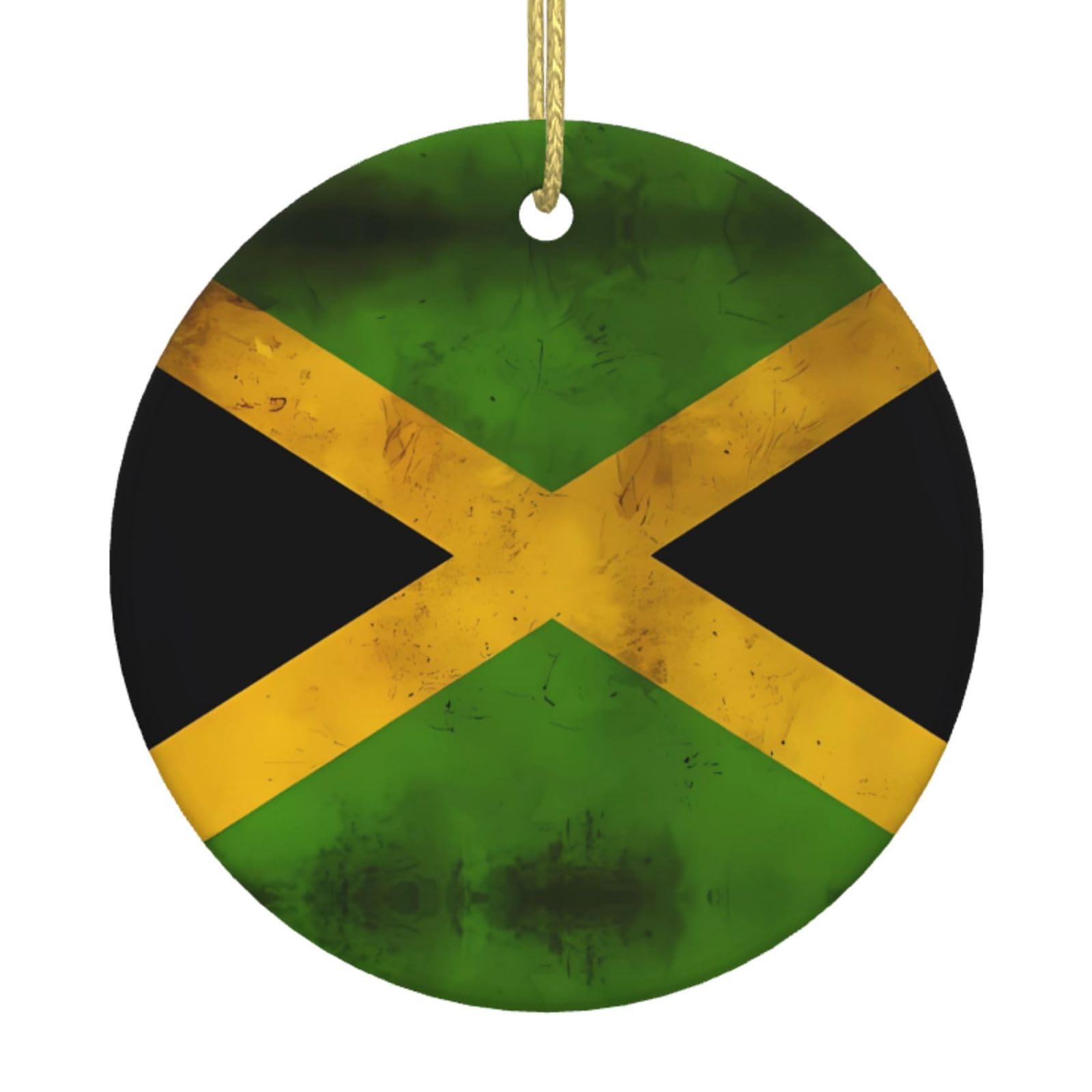 Old Jamaican Flag Printed Christmas Tree Ceramic Ornaments Holiday Decoration Christmas Unique Pendant for Christmas Party