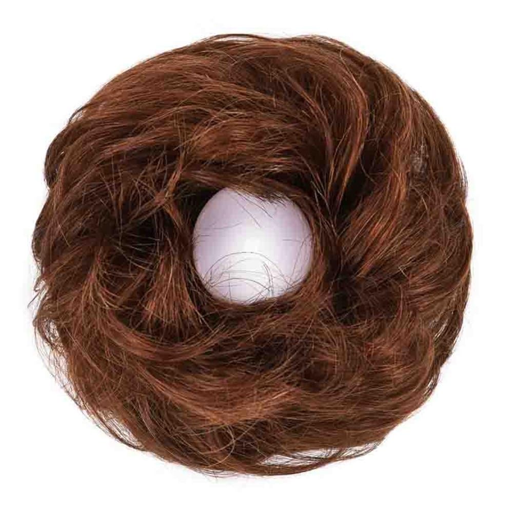 sztuczne włosy kok Ludzkie włosy Bun Extension Elastic Messy Fluffy Chignon Donut Updo Hair Pieces Ponytail Extensions Akcesoria do włosów(Light Brown)