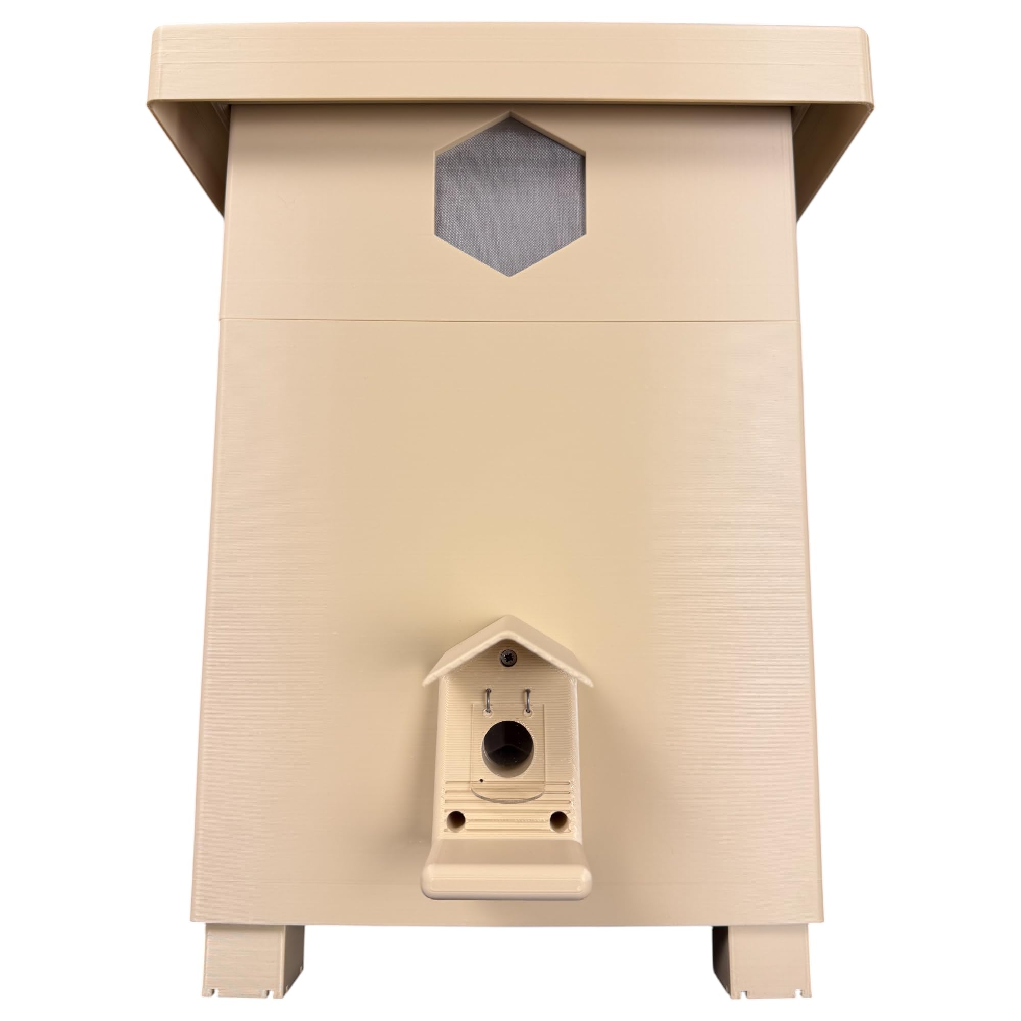 Premium Hummelhaus mit Klimaaufsatz, inkl. Nistmaterial & Schafwoll-Wärmevlies – wetterfest & langlebig (Beige)