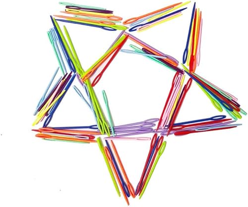 Miniatura 3 de iFergoo - 200 agujas de coser de plástico, agujas coloridas de ojos grandes de 3.5 pulgadas y agujas de aprendizaje de seguridad para niños de 2.75