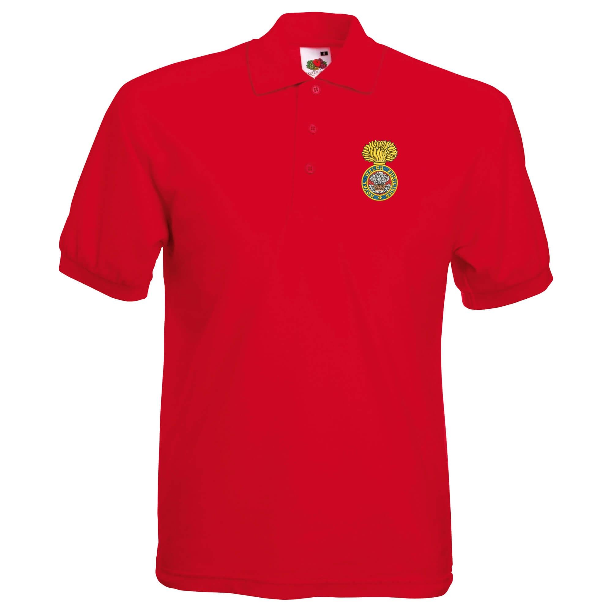 Pineapple Joe's Men's Red Royal Welch Fusiliers Embroide Polo - Medium