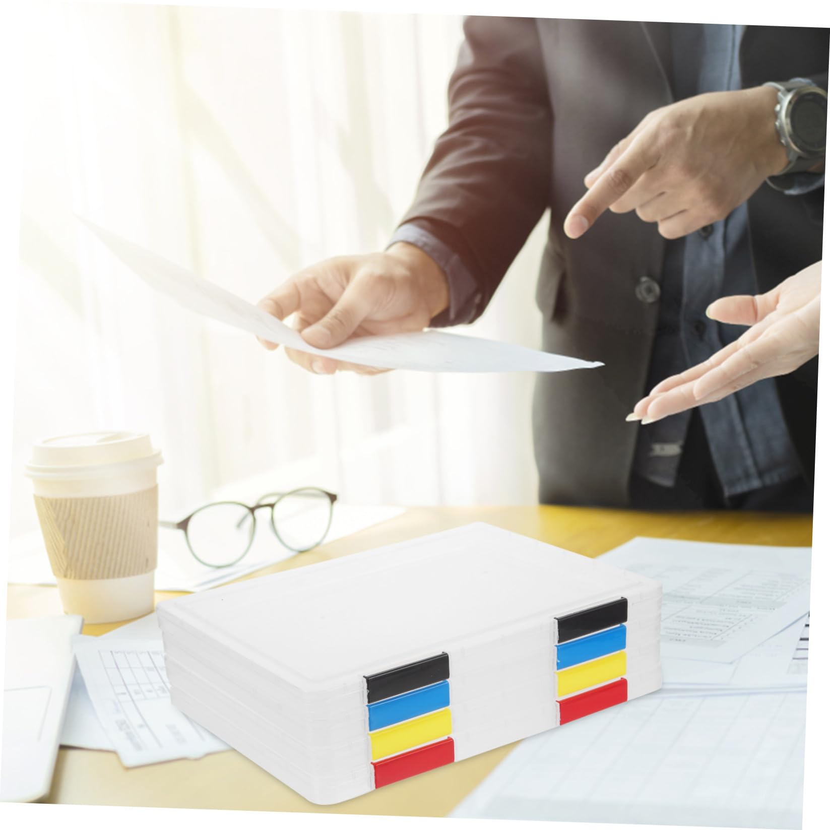 4 Stück Transparente Dokumentenboxen A4 Stabil Stapelbar Büro Schule Ablage Organizer Zufällige Farbe