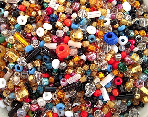 The Bead and Button Box 40g over 1000+ Mixed Glass Seed & Bugle Beads 2-7mm Jewellery Making Sewing Bead Art