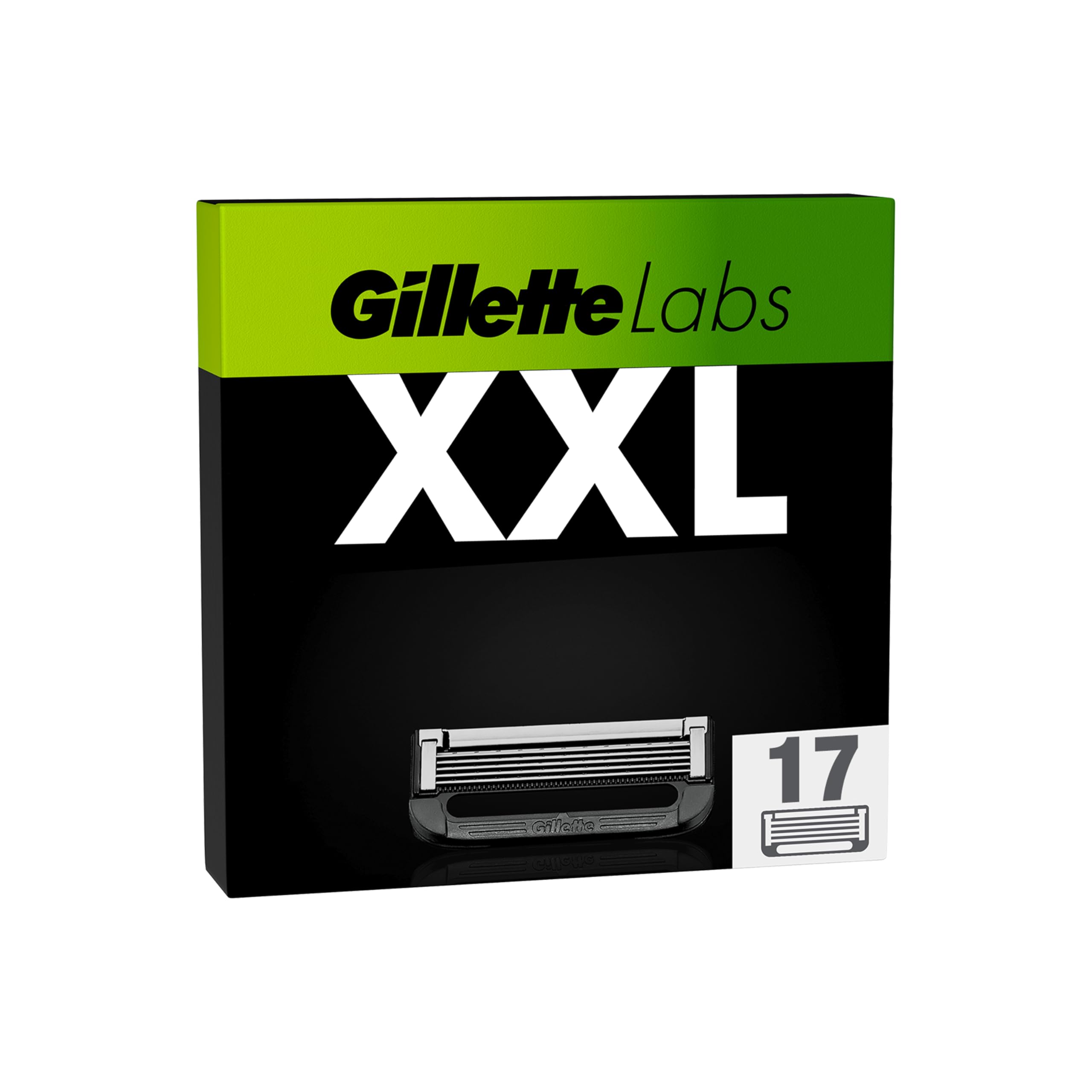 Gillette Labs Lamette, 17 Cartucce per Rasoio Barba Uomo, Multicolore | 17 Lamette da Barba per Rasoio Manuale Uomo, a 5 Lame, con Barra Esfoliante, Rasatura Profonda, Compatibili Con GilletteLabs