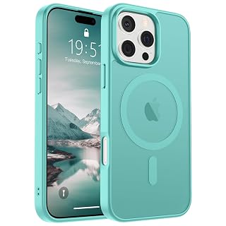 SUPFINE Magnetic for iPhone 16 Pro Case (Compatible with MagSafe) (Military Grade Drop Protection) Slim Translucent Matte Shockproof with Anti-Fingerprint Phone Case, Blue Green - Amazon product rated Grade A
