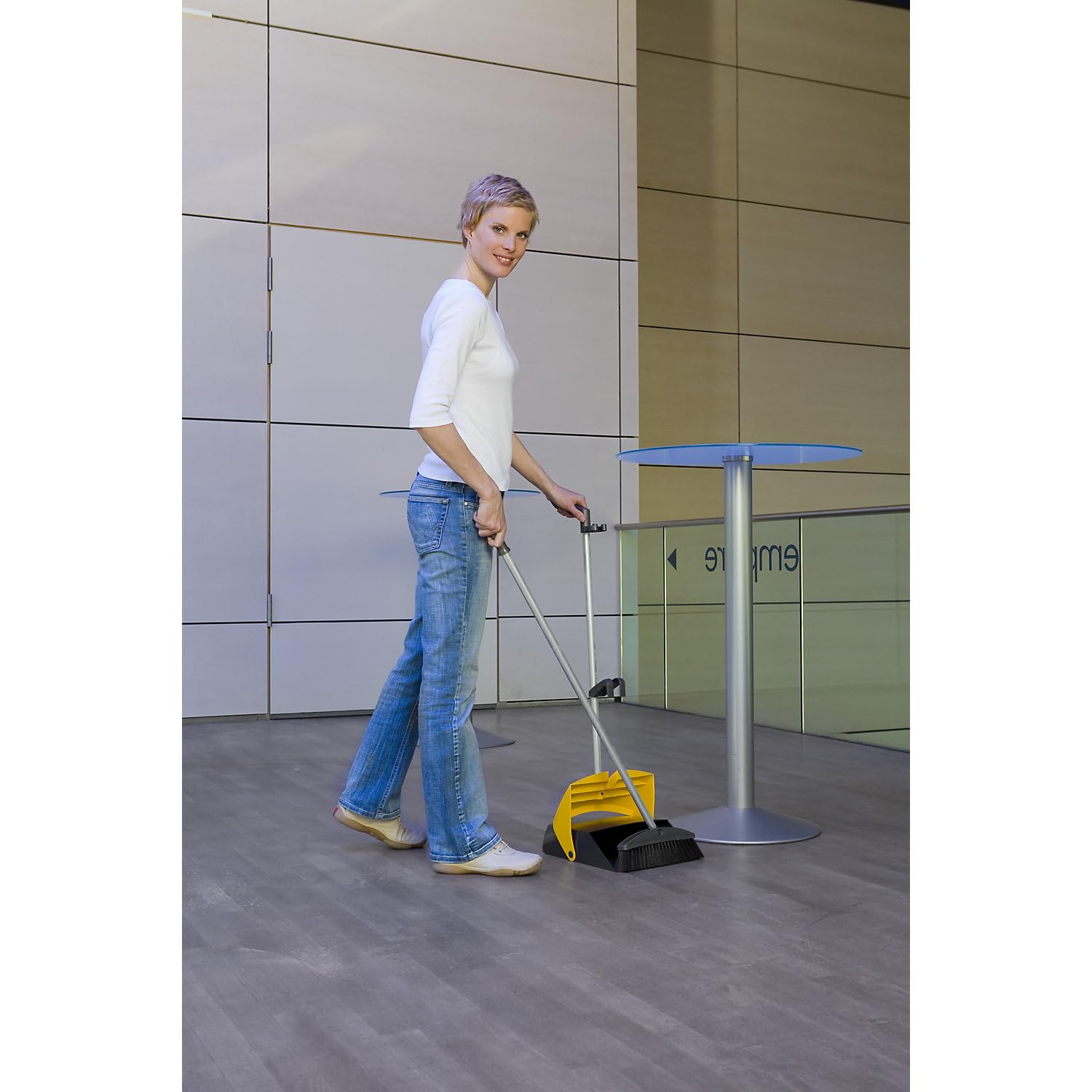 Vermop 1089005 Ergonomische Kehrgarnitur, Anthrazit, Gelb, 28 x 112 cm